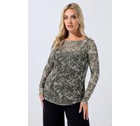 Yours Women's Camo Mesh Top in Brown | Size: 26-28 Yours Brown 26-28