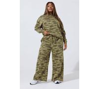 Yours Camo Wide Leg Joggers In Light Khaki Light Khaki 22-24