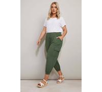 Yours Curve Green Cropped Cargo Harem Trousers - Women's - Plus Size Curve