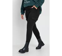 Yours Women's Cargo Pocket Leggings in Black | Size: 30/32