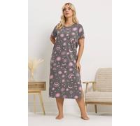 Yours Celestial Midaxi Nightdress In Grey Grey 22-24
