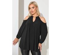 Yours Chain Detail Cold Shoulder Top In Black Black 16