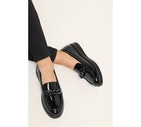 Yours - Chain Detail Flatform Loafers in Wide E Fit - Women's Black
