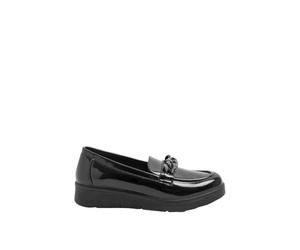 Yours - Chain Detail Flatform Loafers in Wide E Fit - Women's Black