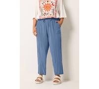 Yours Chambray Barrel Trousers In Blue Blue