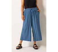 Yours Chambray Culottes In Mid Blue Mid Blue