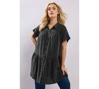 Yours Women's Chambray Tiered Smock Shirt in Black | Size: 22-24 Yours Black 22-24