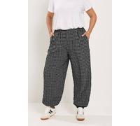 Yours Curve Check Balloon Trousers - Women's - Plus Size Curve Black