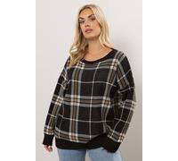 Yours Curve Check Knitted Jumper - Women's - Plus Size Curve Black