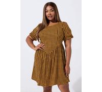 Yours Check Mini Dress In Brown Brown 22-24