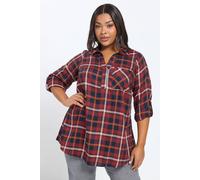 Yours Check Overhead Collared Shirt In Burgundy Burgundy 20