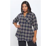 Yours Women's Check Overhead Collared Shirt in Dark Blue | Size: 34-36 Yours Dark Blue 34-36