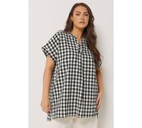 Yours Women's Check Overhead Half Placket Shirt in Black | Size: 20 Yours Black 20
