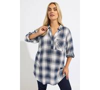 Yours Curve Navy Blue Check Overhead Shirt - Women's - Plus Size Curve