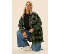 Yours Check Oversized Shirt In Light Khaki Light Khaki 22-24