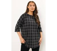 Yours Check Print Button Top In Grey Grey 26-28