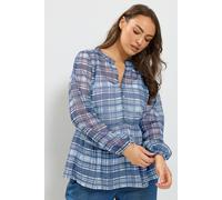 Yours Women's Check Print Chiffon top in Blue | Size: 18