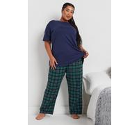 Yours Curve Navy & Green Woven Check Pyjama Set - Women's - Plus Size Curve