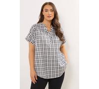 Yours Check Print Textured Blouse In Grey Grey 30-32