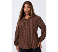Yours Check Print Textured Shirt In Brown Brown 22-24