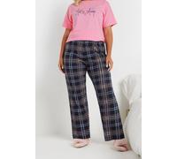 Yours Curve Blue Check Wide Leg Pyjama Bottoms - Women's - Plus Size Curve