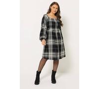Yours Curve Check Shirred Mini Dress - Women's - Plus Size Curve Black