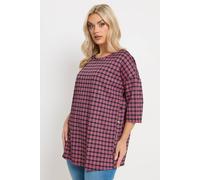 Yours Curve Check Side Button Top - Women's - Plus Size Curve Pink
