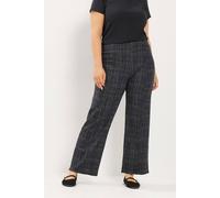 Yours Women's Check Soft Touch Trousers in Dark Grey | Size: 20