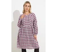 Yours Check Textured Smock Dress In Pink Pink 22-24