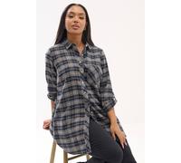 Yours Women's Checked Boyfriend Shirt in Dark Navy | Size: 18 Yours Dark Navy 18