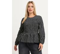 Yours Checked Shirred Blouse In Black Black