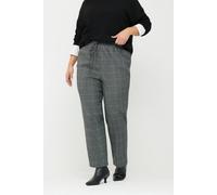 Yours Women's Checked Tapered Trousers in Grey | Size: 14