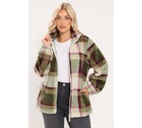 Yours Women's Checked Zip Through Fleece in Light Khaki | Size: 16