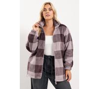 Yours Women's Checked Zip Through Fleece in Purple | Size: 30/32