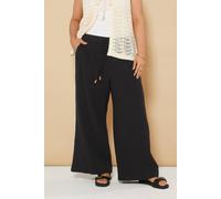 Yours Curve Cheesecloth Beaded Wide Leg Trousers - Women's - Plus Size Curve Black