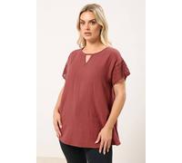 Yours Cheesecloth Crochet Top In Burnt Orange Burnt Orange 26-28