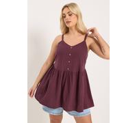 Yours Cheesecloth Sleeveless Top In Plum Plum