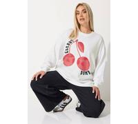 Yours 'cherry Bomb' Sweatshirt In White White 22-24
