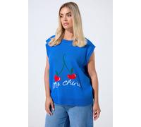 Cherry Knitted Vest Top Yours Blue 22-24