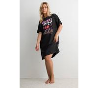 Yours Women's Cherry & Leopard Print Sleep Tee Nightdress in Black | Size: 30-32 Yours Black 30-32