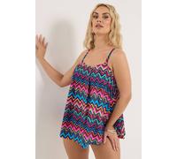 Yours Curve Black Chevron Print Tankini Top - Women's - Plus Size Curve