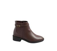 Yours - Chocolate Faux Leather Buckle Stretch Ankle Boots In Wide E Fit & Extra Wide Eee Fit - Women's