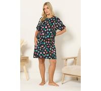 Yours Christmas Bauble Sleep Tee Nightdress In Black Black 38-40