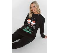 Yours Women's Christmas Slogan Sweatshirt in Black | Size: 22-24 Yours Black 22-24