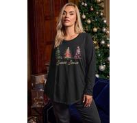 Yours Christmas Tree Embellished T-Shirt In Black Black 30-32