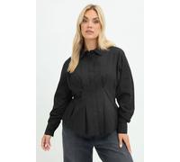 Yours Cinched Seam Detail Shirt In Black Black