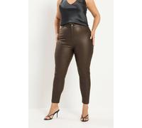 Yours Coated Ava Trousers In Chocolate Chocolate