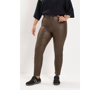 Yours Coated Ava Trousers In Chocolate Chocolate
