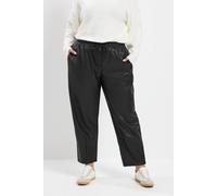 Yours Women's Coated Barrel Trousers in Black | Size: 18