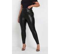 Yours Women's Coated Look Leggings in Black | Size: 20 Yours Black 20